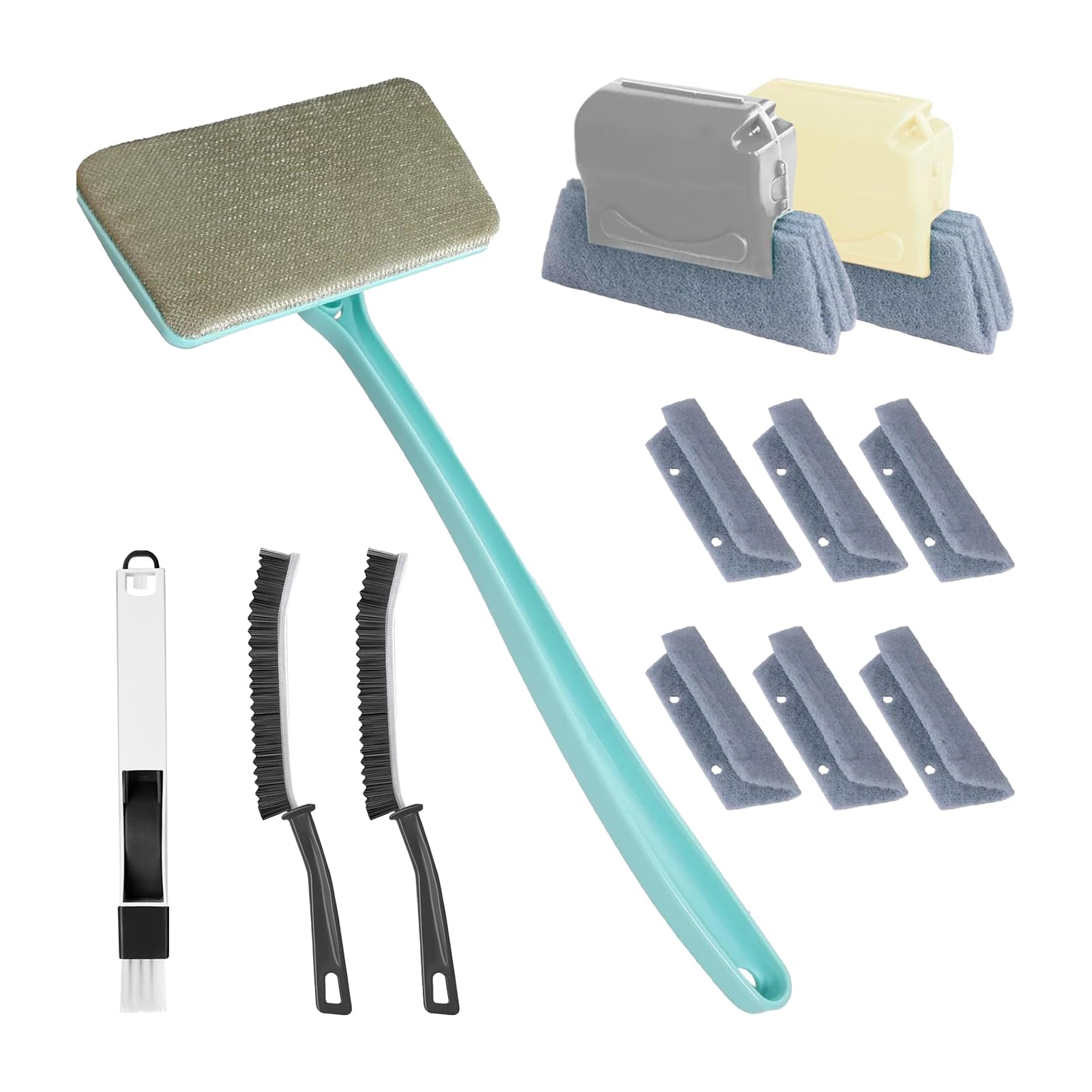 Nettoyeur de rail de porte coulissante et brosse pour moustiquaire avec raclette amovible