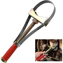 Adjustable Oil Filter Wrench, Heavy Duty Strap Wrench, Oil Filter Removal Tool Fits 90-150mm Diameter for Motorcycle Car Sedan SUV, Oils Change Tools, Easy Grip with Tension Nut 9-15cm