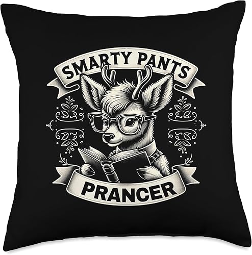 Smarty Pants Prancer Funny Graphic Tees - Almohada de 18 x 18 pulgadas, multicolor