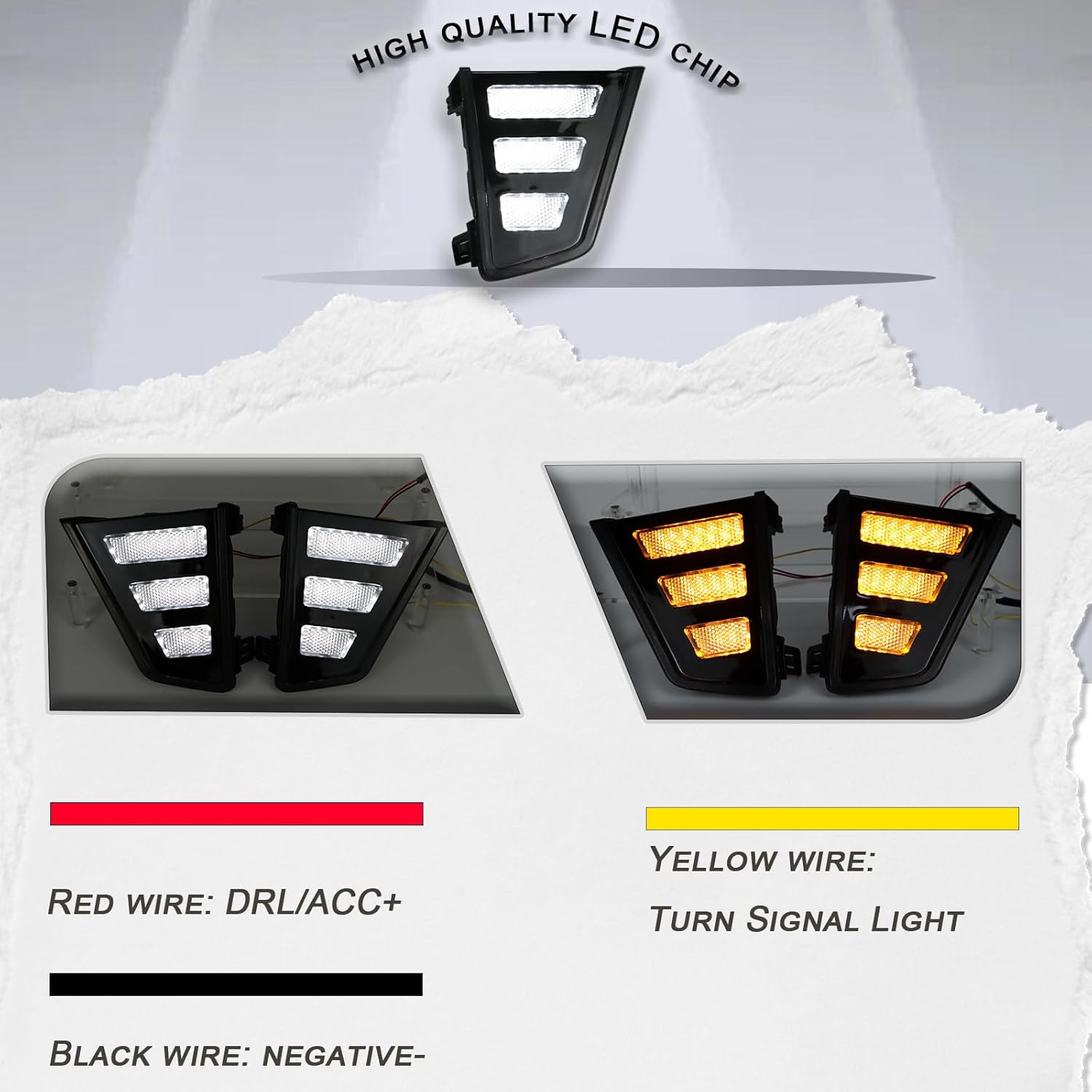 Full LED DRL Turn Signal Light Front Bumper Fog Lamps Compatible with Lexus GX550 2024 2025,Replace Front Air Vent Trim & Grille Air Vent Trim Indicated Light,2 pcs