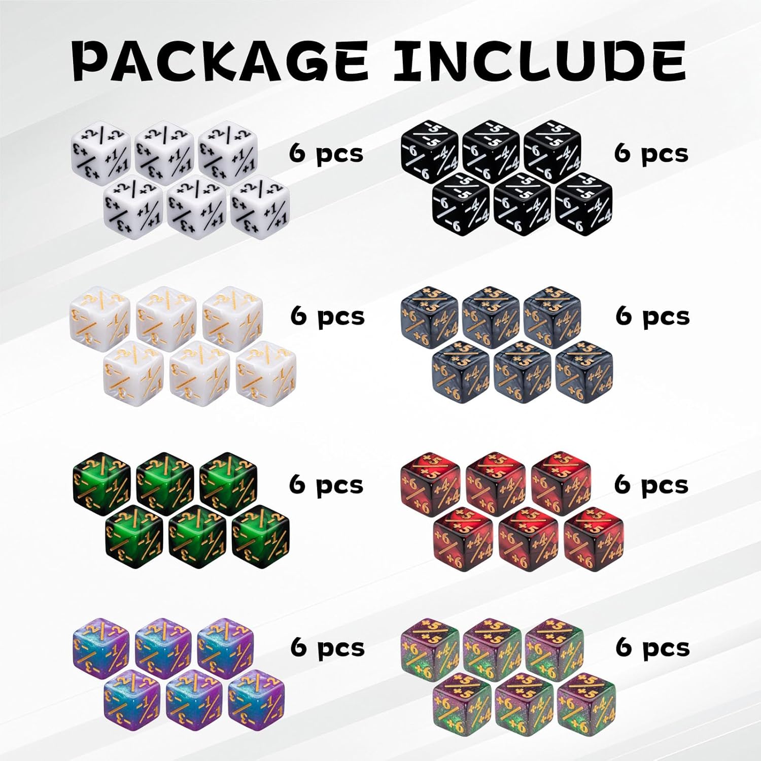 48 Pieces MTG Counter Dice Plus 1 Set in 8 Colors, Life Counters +1/+1 Tokens Dice for MTG, TCG, Cards Gaming Accessories