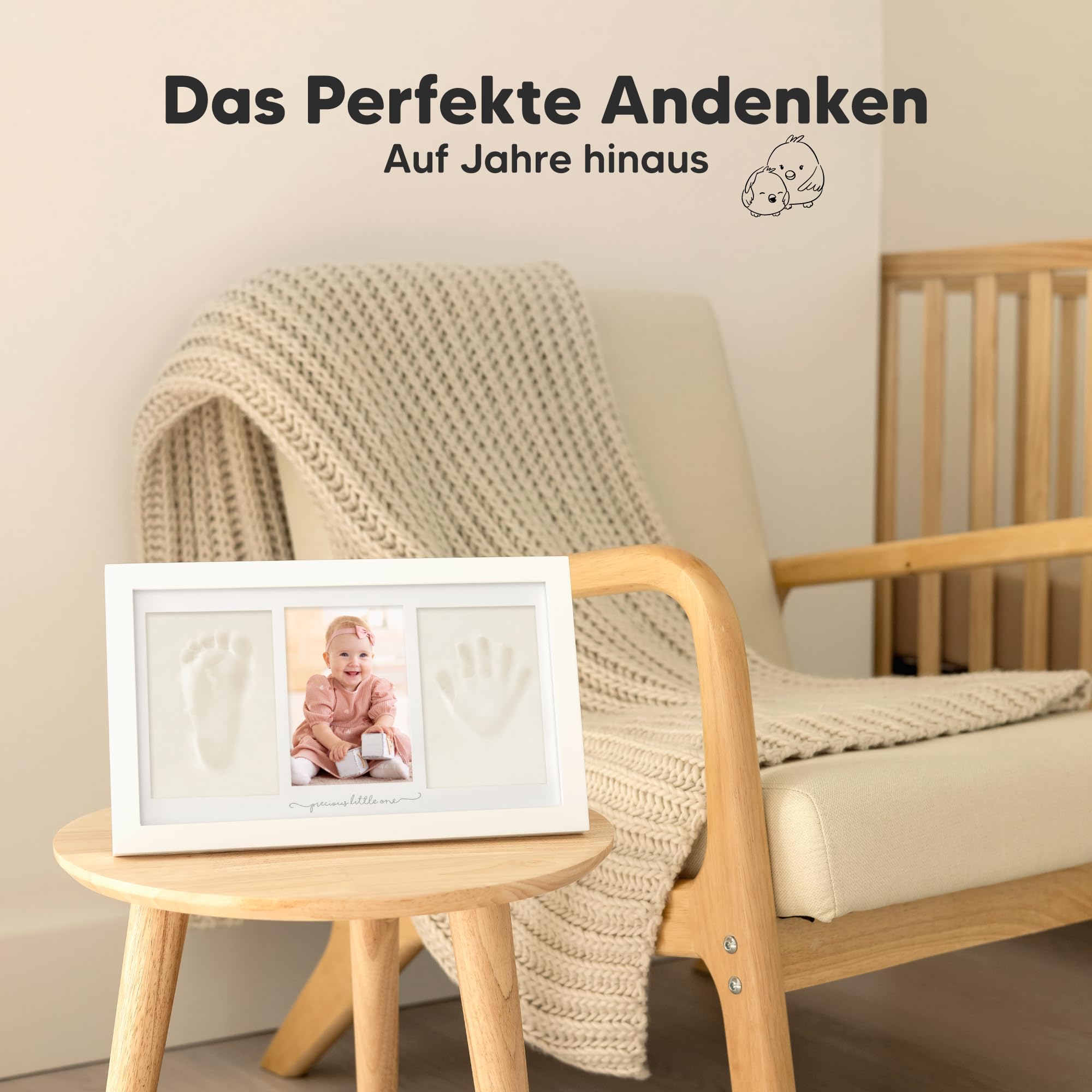 Keababies Baby Handabdruck Und Fußabdruck Set - Ton Handabdruck Andenken Rahmen, Neugeborenen Kinderzimmer Bilderrahmen fur Mädchen und Junge, Personalisierte Geschenke Baby fur Neue Mom(Alpine White)