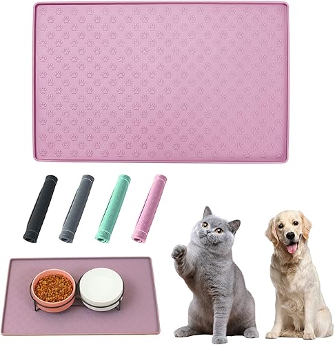 KlerRoem Tapete para perros para comida y agua, tapete de silicona para tazón de comida para mascotas, para alimentar a los gatos, mantel individual