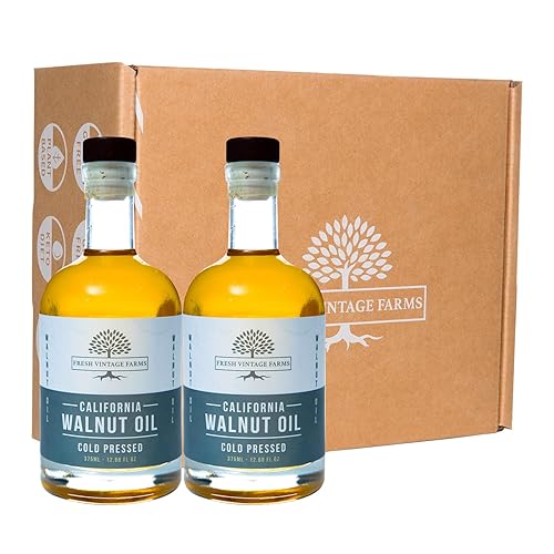 Fresh Vintage Farms Aceite de nuez paquete de 2 100 prensado en frío cultivado en California ideal para cocinar hornear asar sumergir y ensaladas