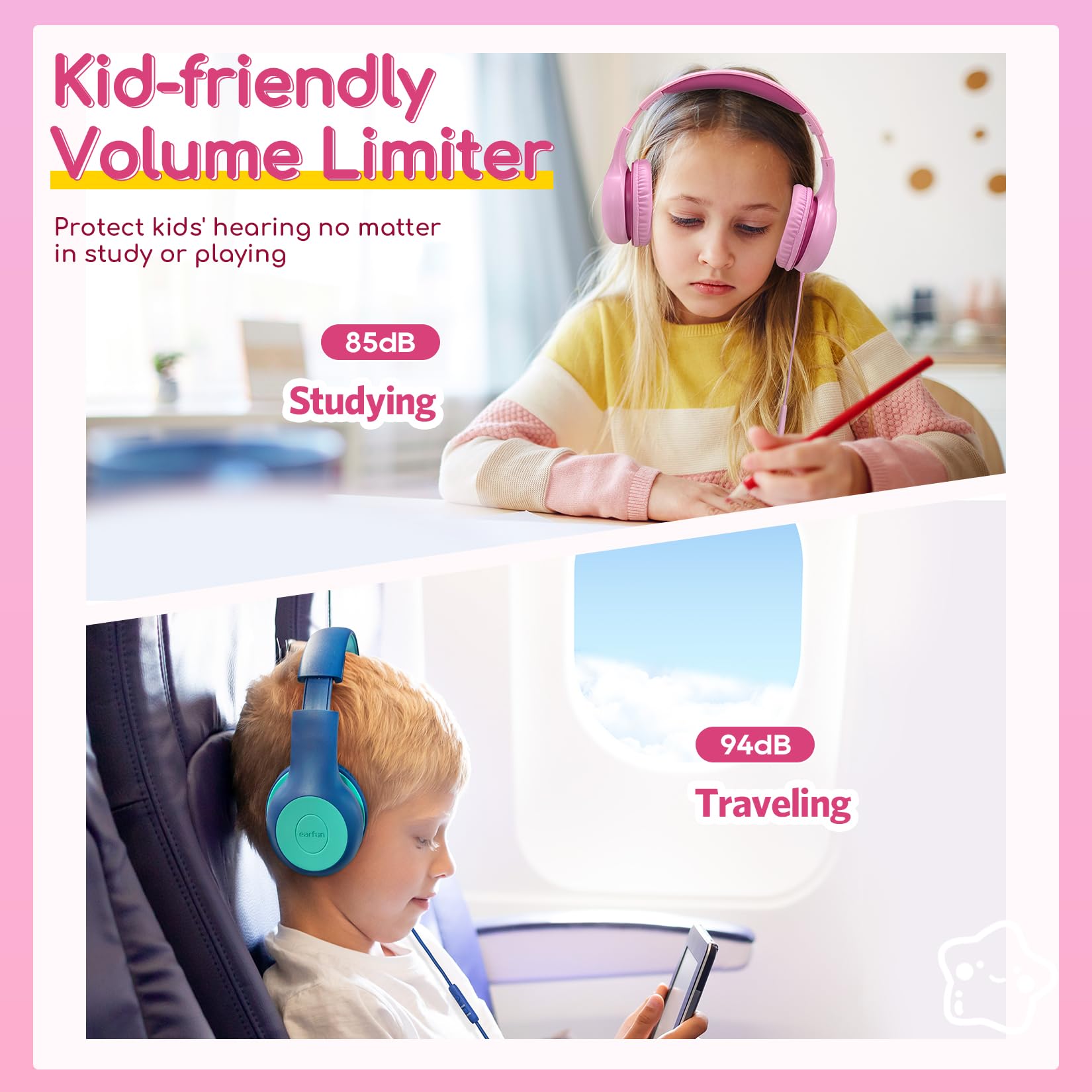EarFun K1 Kids Headphones Wired with Mic, Volume Limit Headphones for Kids view 5