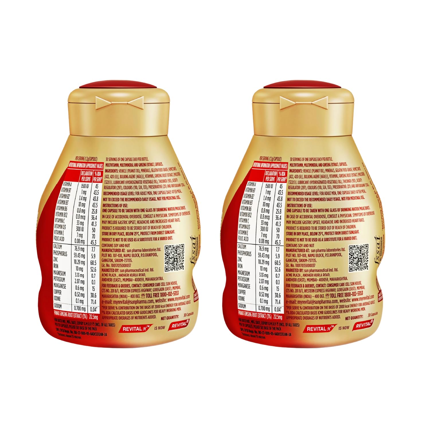 Revital H Multivitamin For Men (30 Capsules) With Natural Ginseng, Zinc, 10 Vitamins & 8 Minerals For Daily Energy, Stamina & Immunity - Pack of 2 count — Amazon image 2