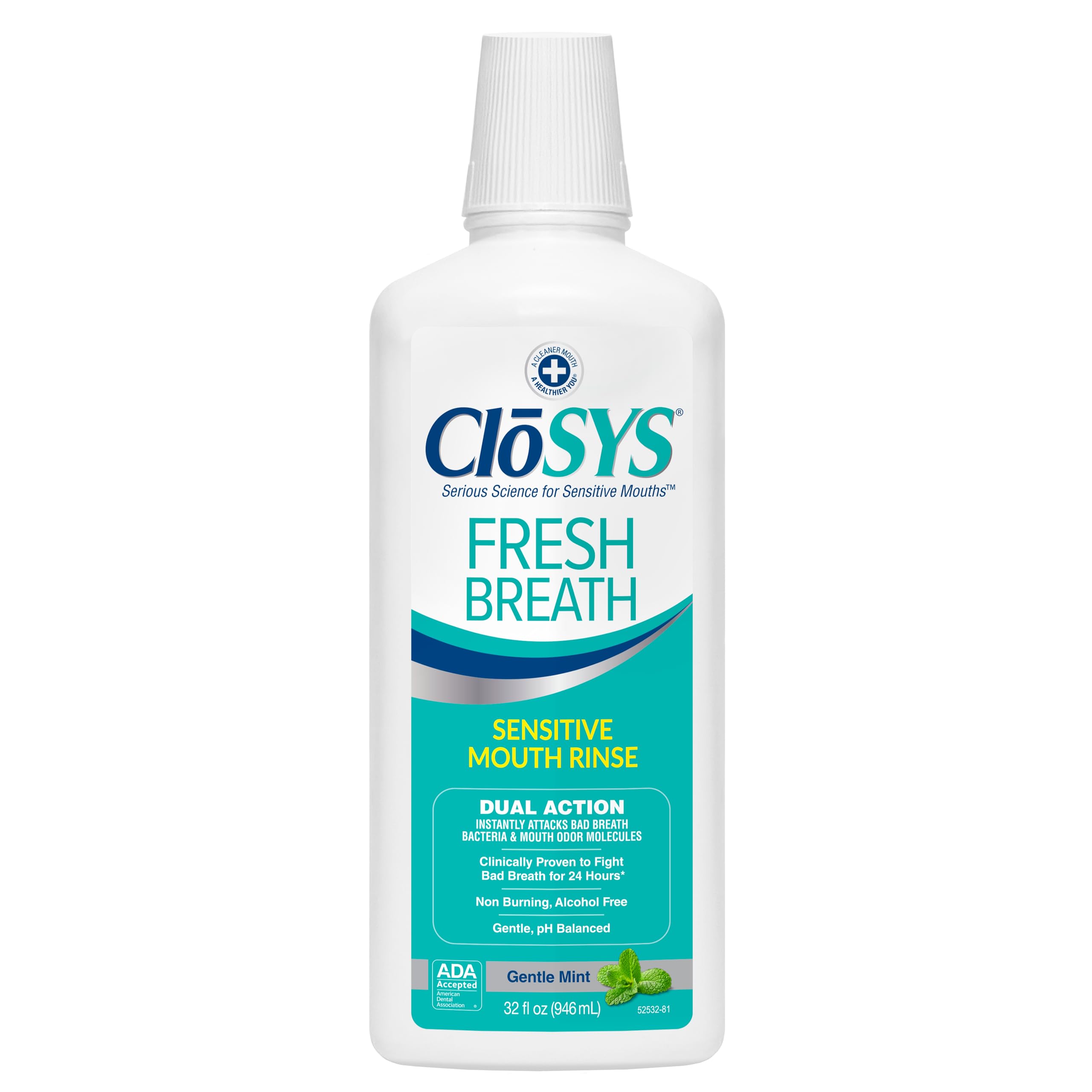 CloSYS Pre-Flavored Mouthwash, Alcohol Free, Mild Mint, 32 Ounce by CloSYS
