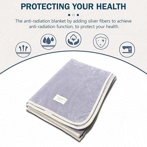 Miniatura 5 de Manta Faraday de 47 x 55 pulgadas, manta protectora para cama, sofá, embarazo y bebés