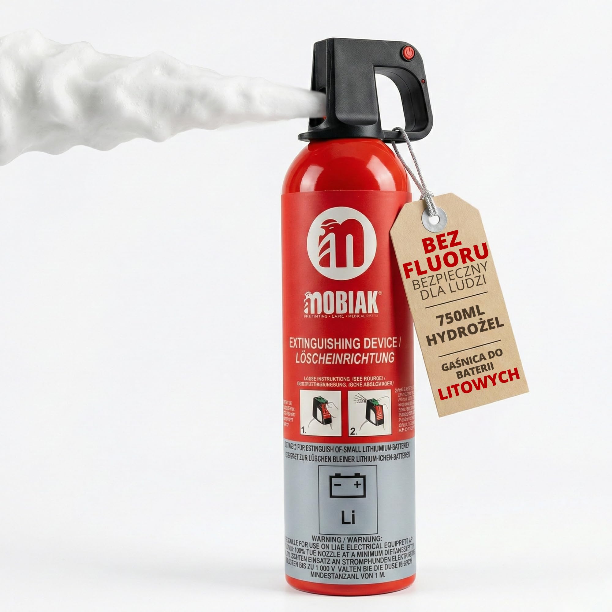 Gaśnica 750 ml | Pożary elektryczne | Spray gaśniczy do baterii litowych i akumulatorów | Bezfluorowa, bez PFAS | Do wnętrz i pojazdów