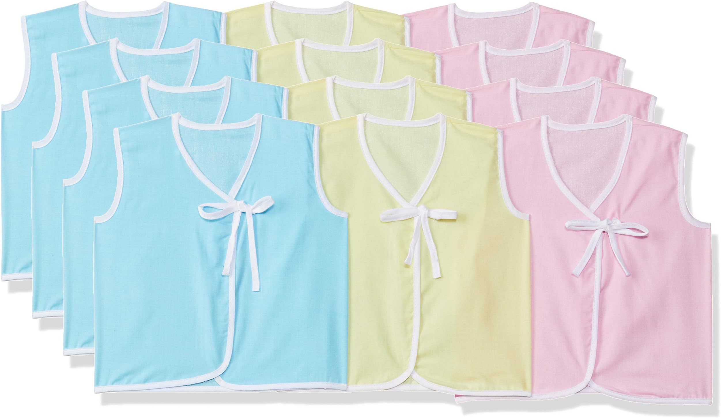 KiddosCare Baby Cotton Sleeveless Button Jabla (Multicolor, Medium, Pack of 12)