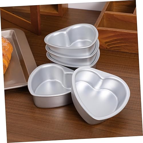 Miniatura 9 de Cabilock Molde de corazón, 5 moldes de aluminio para tartas, en forma de corazón, bandeja para hornear, magdalenas, chocolate, fondant,
