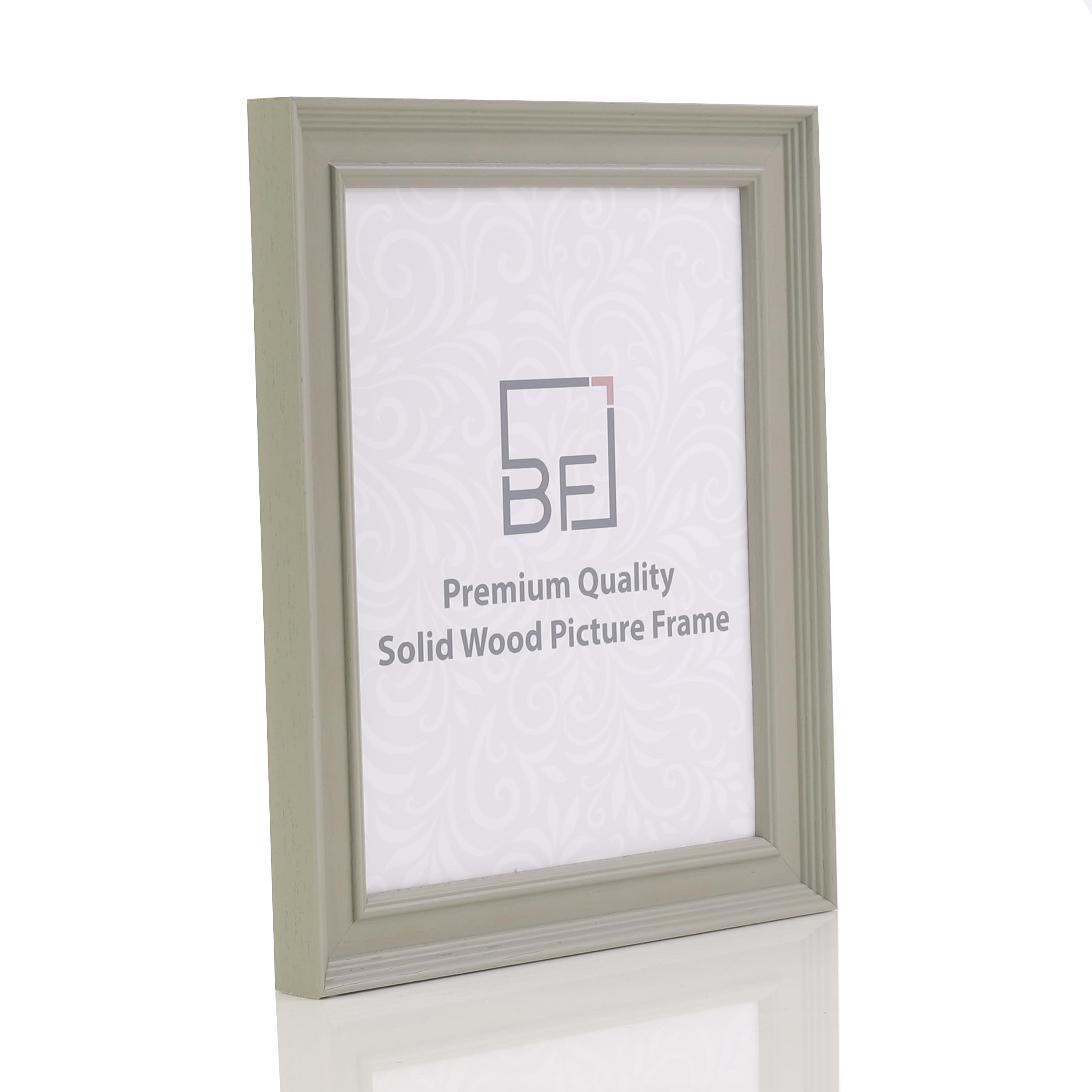 Boldon Framing - A4 Beige Painted Solid Wood Picture Photo Poster Frame, Modern Stepped Profile Free Standing or Wall Mounted Safety Glazing — image 1