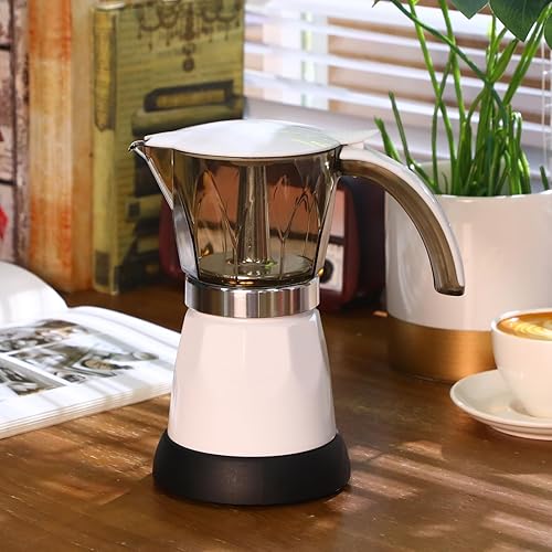 Miniatura 7 de Cafetera eléctrica transparente, cafetera eléctrica, olla moka portátil, de aluminio, cafetera italiana con base desmontable, regalo de café para