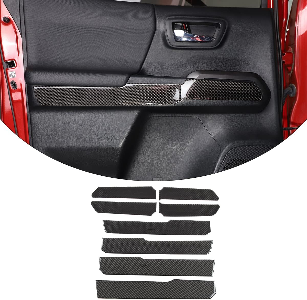 for Toyota Tacoma 2015 2016 2017 2018 2019 2020 2021 2022 2023 Soft Carbon Fiber 3D Sticker Inner Door Panels Decorative Stickers Car Accessories (Black Carbon Fiber)
