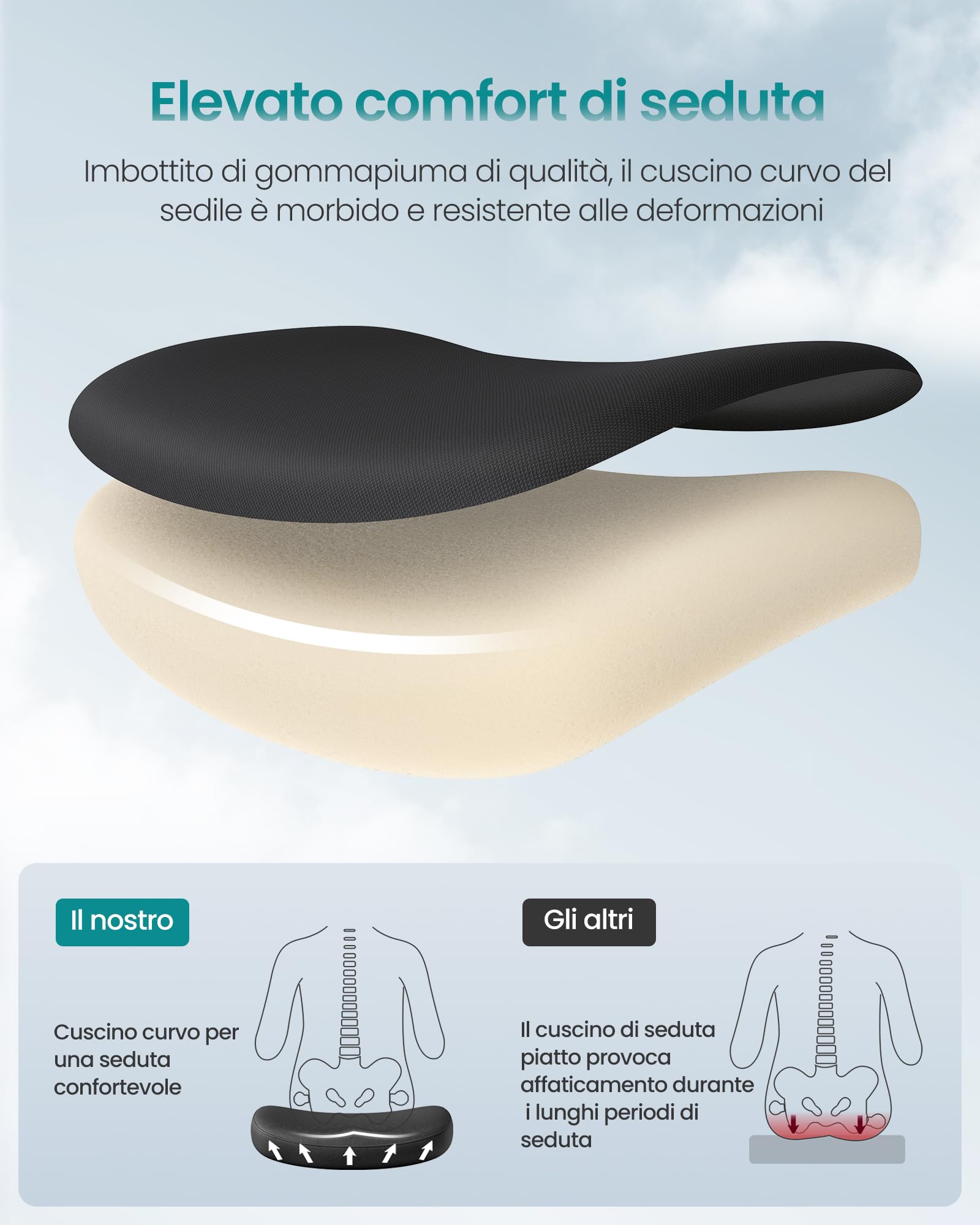 SONGMICS Sedia da Ufficio, Sedia da Scrivania, Schienale Ergonomico, Altezza Regolabile, Braccioli Ribaltabili, Poltrona Girevole con Poggiatesta, Portata 150 kg, Nero Inchiostro OBN088B01