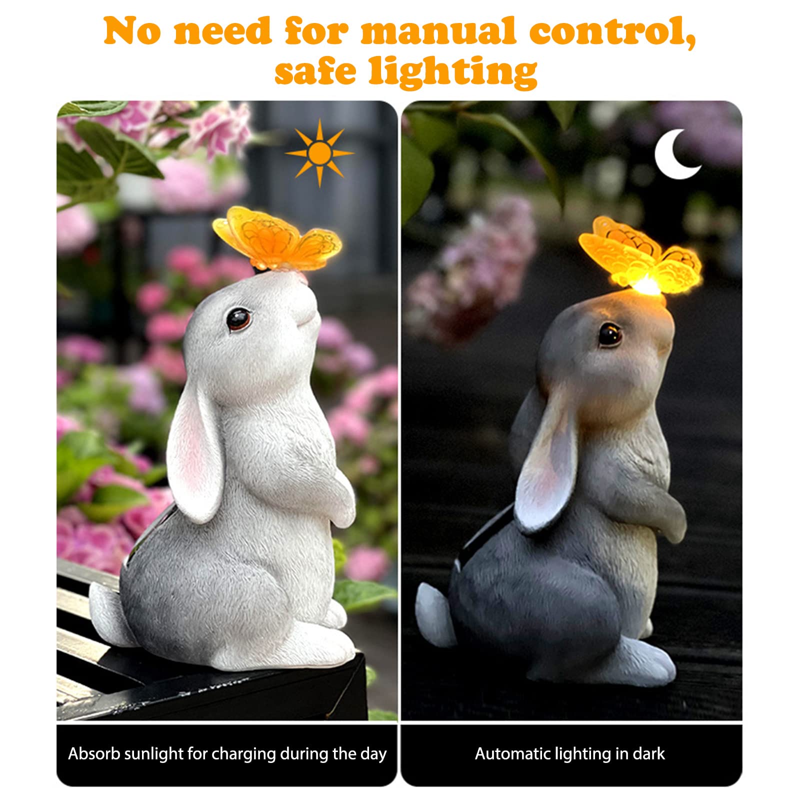 Lanterne Solari Da Giardino A Forma Di Coniglio - Decorazione Esterna Con Luce Notturna Automatica - Resistente Alle Intemperie