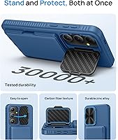 Vista 6 de for Samsung Galaxy S25 FE Case with Card Holder, Built-in Stand & Camera Lens Cover, Shockproof Rugged Silicone Raised Edge Protective Wallet Phone