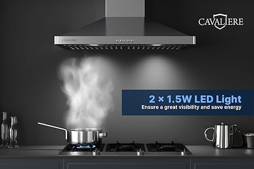 Miniatura 4 de CAVALIERE Campana extractora de montaje en pared de 30 pulgadas, 3 años de garantía, 400 CFM, ventilador de escape de cocina de acero inoxidable