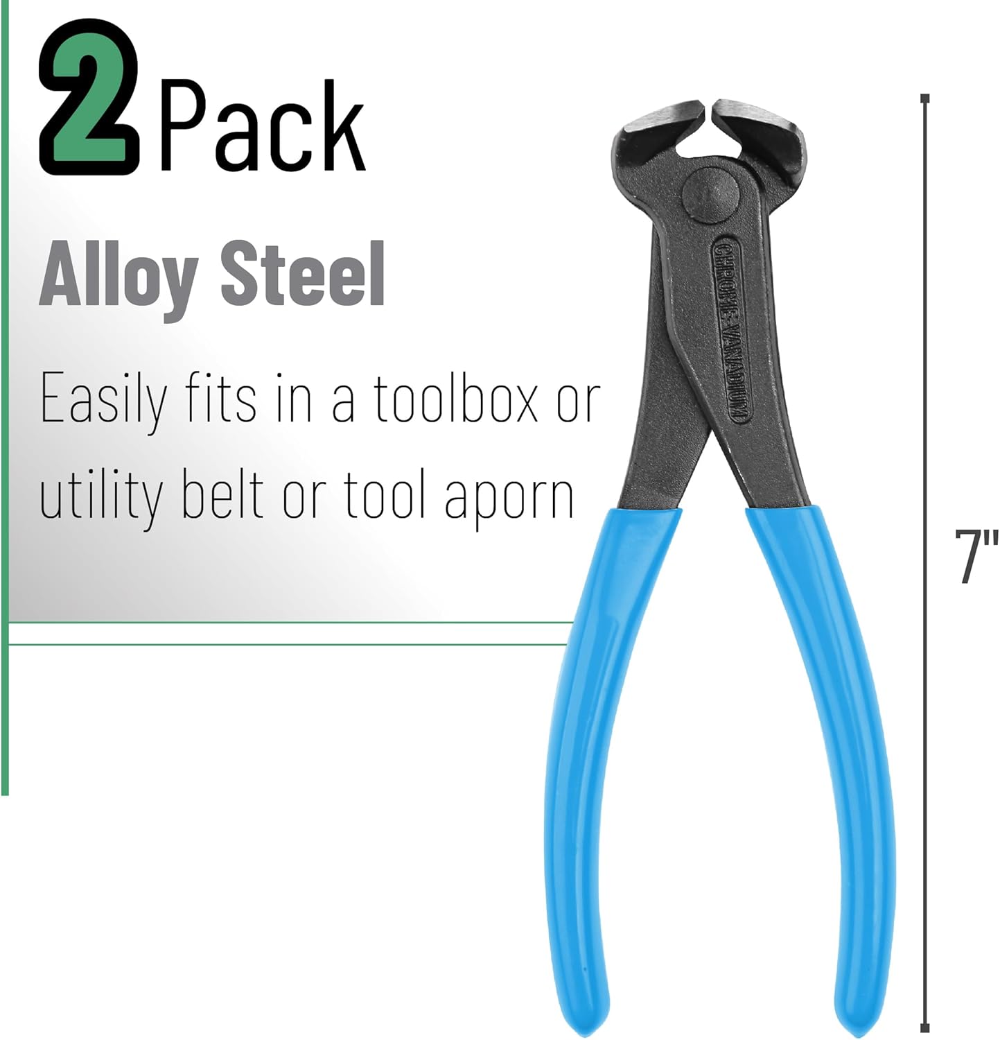 Bates- Nail Puller, 7 Inch, 2 Pack, Green and Blue, Nail Remover Tool, Cutting Pliers, Carpenter Tools, Staple Puller, End Cutting Pliers