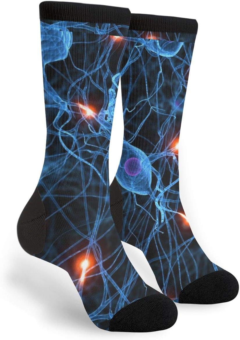 YISHOW3d Brain Cell Neuron Neurology Unisex Printing Seafarer Socks Deluxe Personality Short Sock 40CM, Black and White, One Size