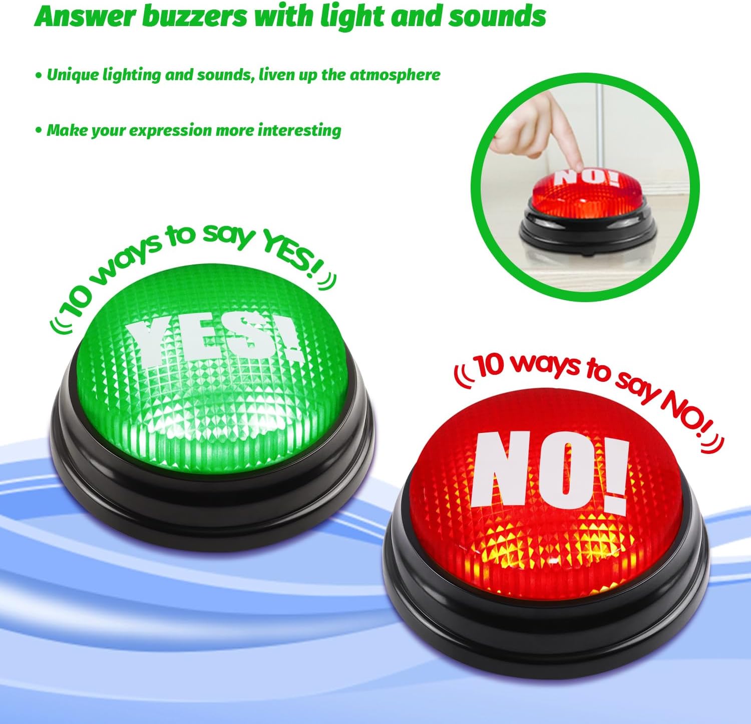 BEAN LIEVE Yes No Button - Answer Buzzers Set of 2 Buzzers for Game Show Yes Button and No Button with Sound Used for Classroom&Gag Gifts