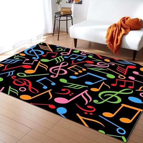 Alfombra de área con signo de notación musical de color, alfombra grande moderna para amantes de la música, alfombras de interior antideslizantes
