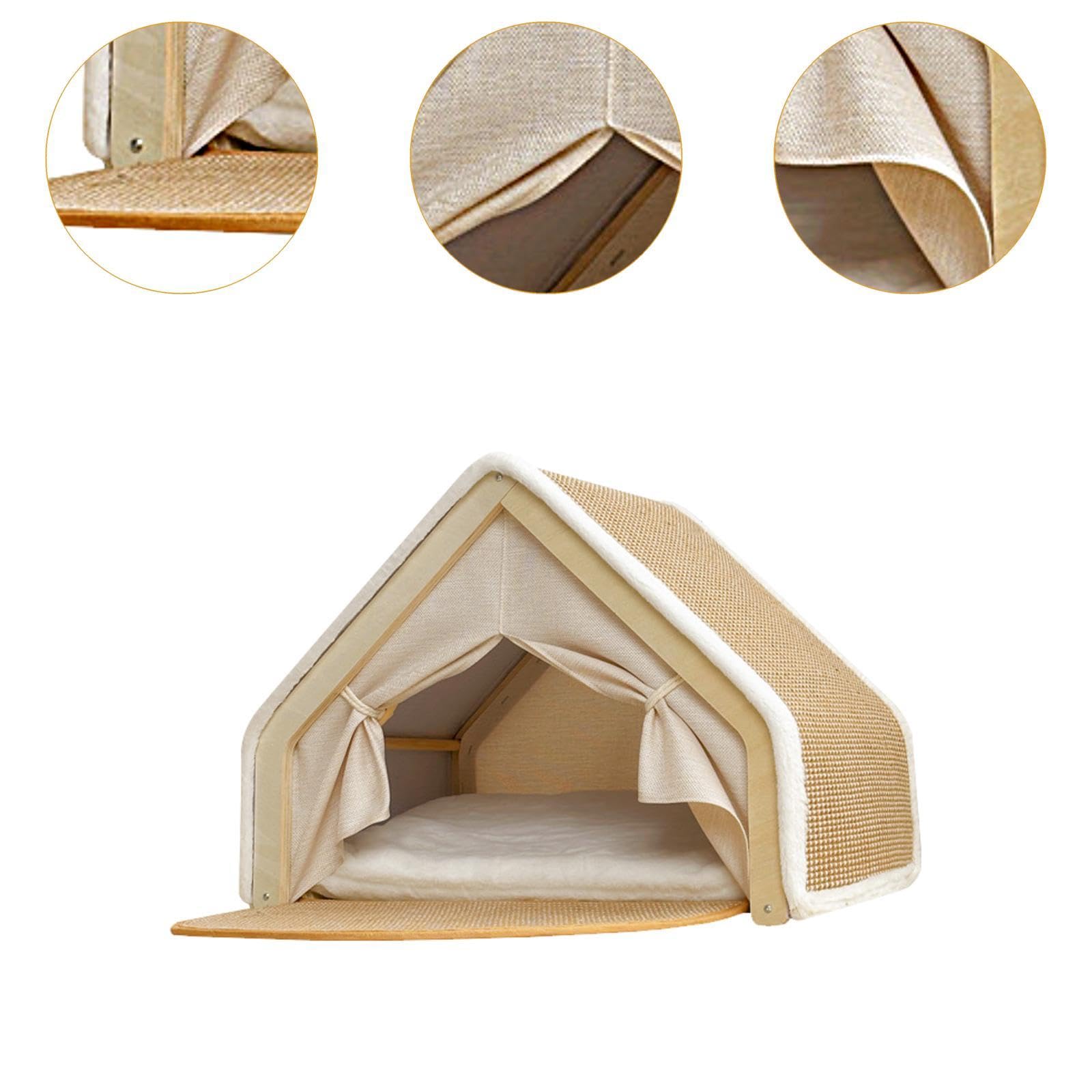 Lit pour Animaux de Compagnie pour Chats avec Planche de Sisal et Structure de Tente, L