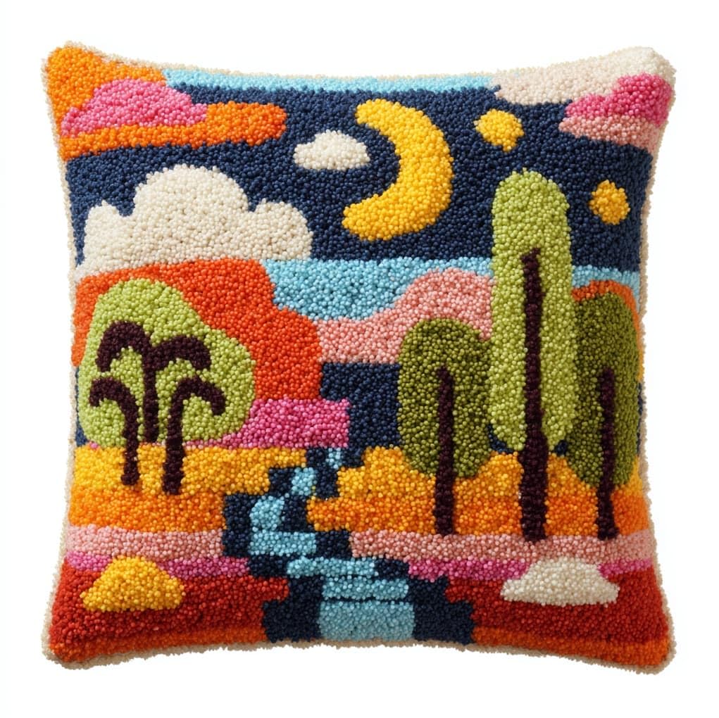 AxiangziK DIY Latch Hook Pillow Set 43x43cm,Natural Landscape Forest