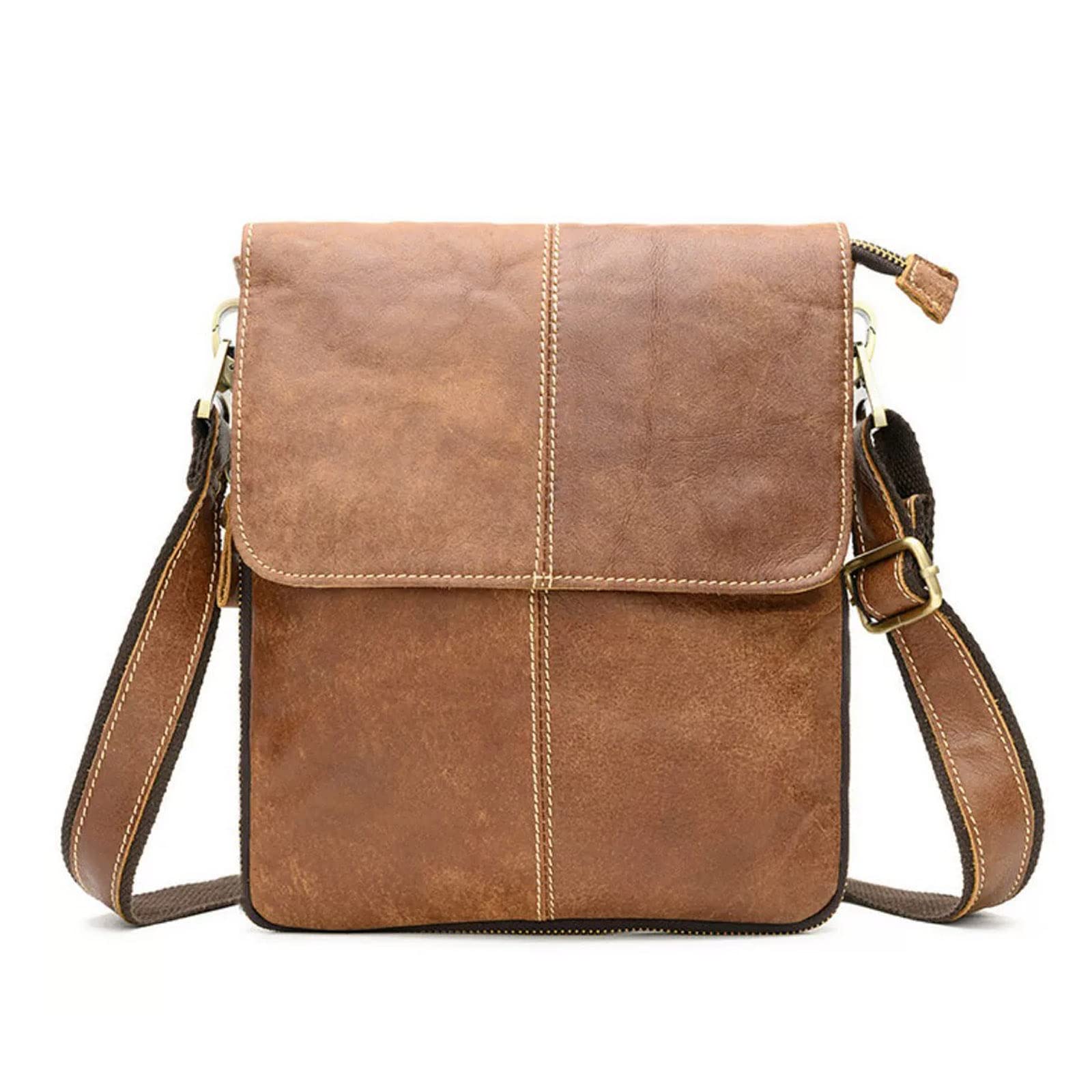 FANDARE Retrò Borse Tracolla Uomo Borsello Borsa a Tracolla Pelle Espandibile Borsa a Spalla Impermeabile Crossbody Bag per scuola Università Business Viaggio Lavoro Borsa a Spalla per cellulare