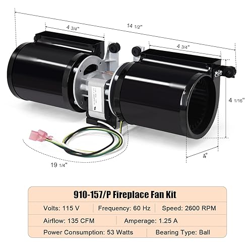 Miniatura 2 de Criditpid 910-157/P - Kit de ventilador de chimenea para insertos de chimenea Regency y estufa de leña, Hampton HI300, Osburn, chimeneas Valley