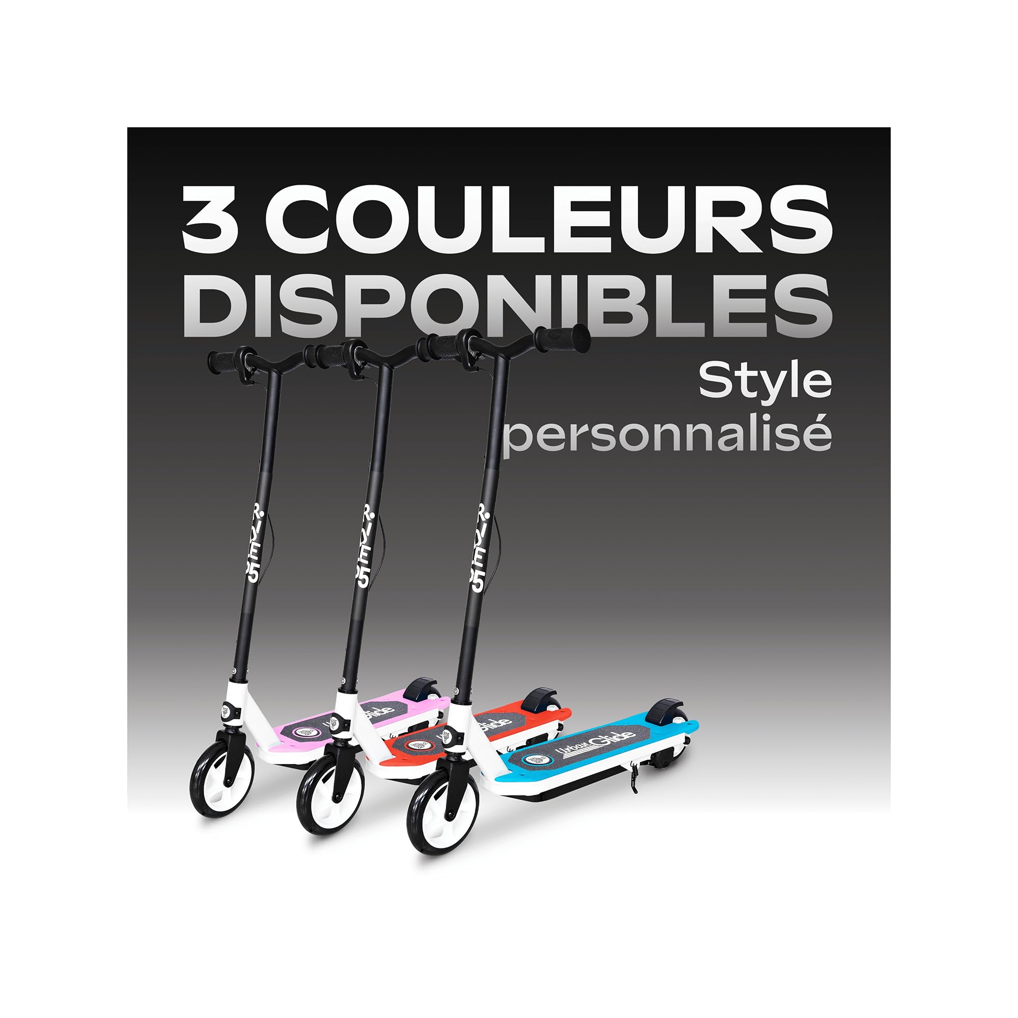 UrbanGlide Trottinette Électrique Enfant Ride 55 Bleu – Moteur 30W - 10 km/h - Autonomie Jusqu'a 40 Min - 3-8 Ans