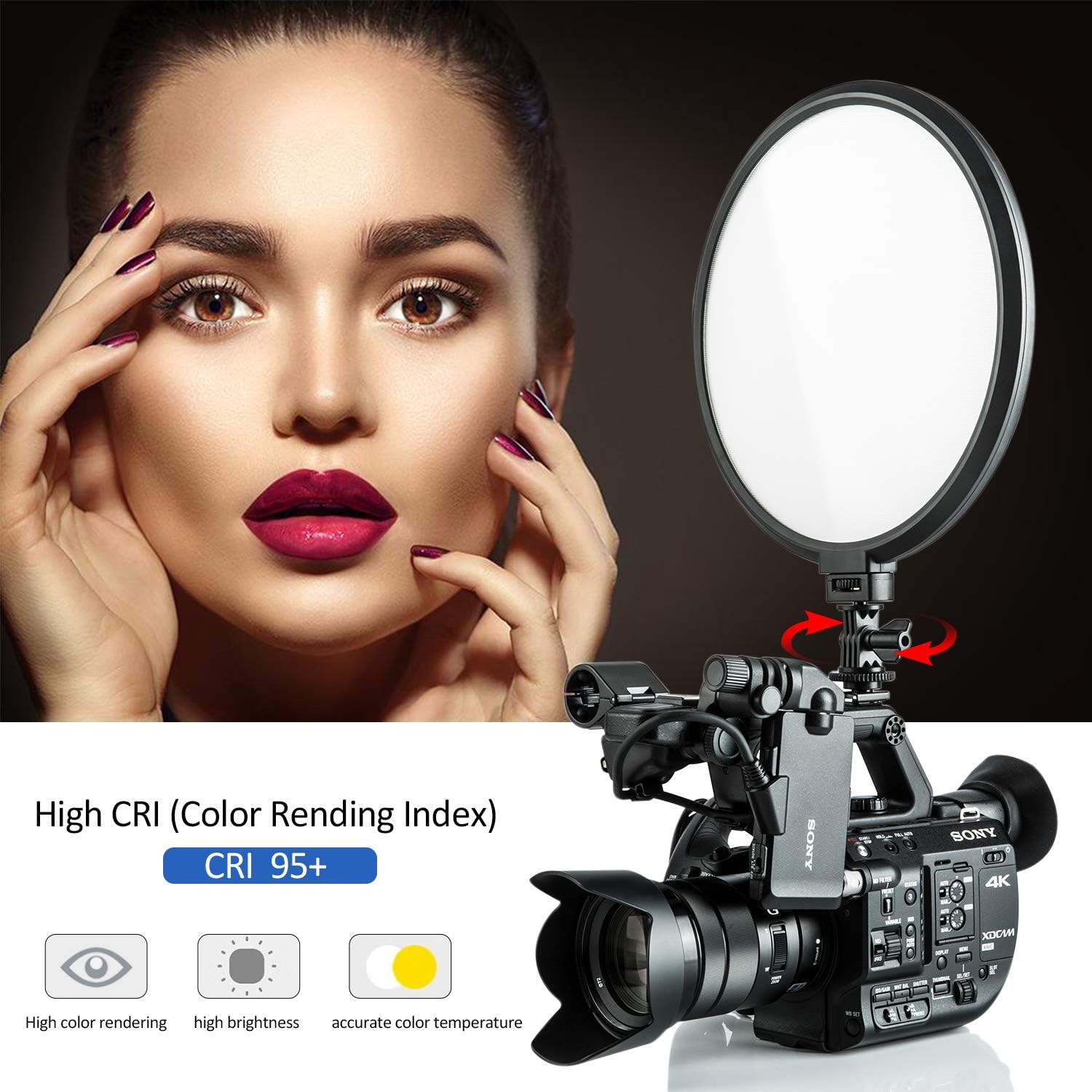 Suреr Sаlе 🛒 10 inches Round Bi-Color LED Video Light Panel, Dimmable LED Camera Light Lamp with Battery, Charger, 5600K~3300K, CRI 95 and LCD Display Screen for DSLR Camcorders Photo Studio Photography Fеаturеd Prоduсt 10 inches Round Bi-Color LED Video Light Panel, Dimmable LED Camera Light Lamp with Battery, Charger, 5600K~3300K, CRI 95 and LCD Display Screen for DSLR Camcorders Photo Studio Photography