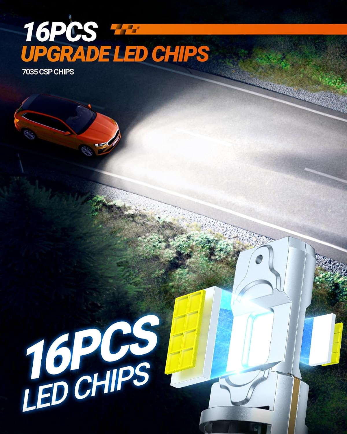 SEALIGHT H8/H16/H11 LED Bulb, 18000LM 1000% Brighter H8 H16 Fog Lights,H11 Bulbs 12000RPM Cooling Fan,Pack Of 2