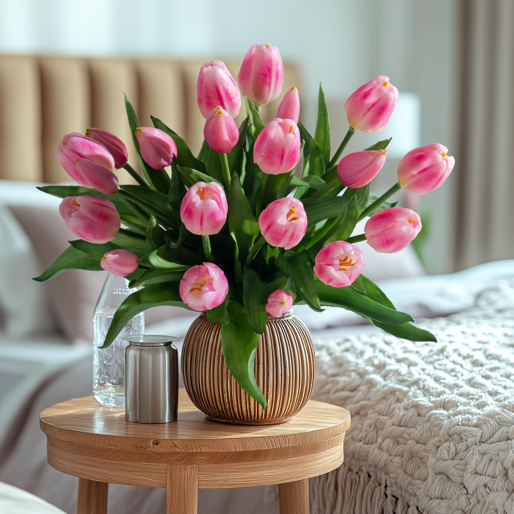 Bailikang Künstliche Tulpen, Kunsttulpen, Seidenblumen, Kunstblumen, Kunstblumen, Kunstblumen mit Geschenk-Box, weiche künstliche Tulpen, Blumensträuße, Arrangements für Party, Hochzeit, Zuhause, 20