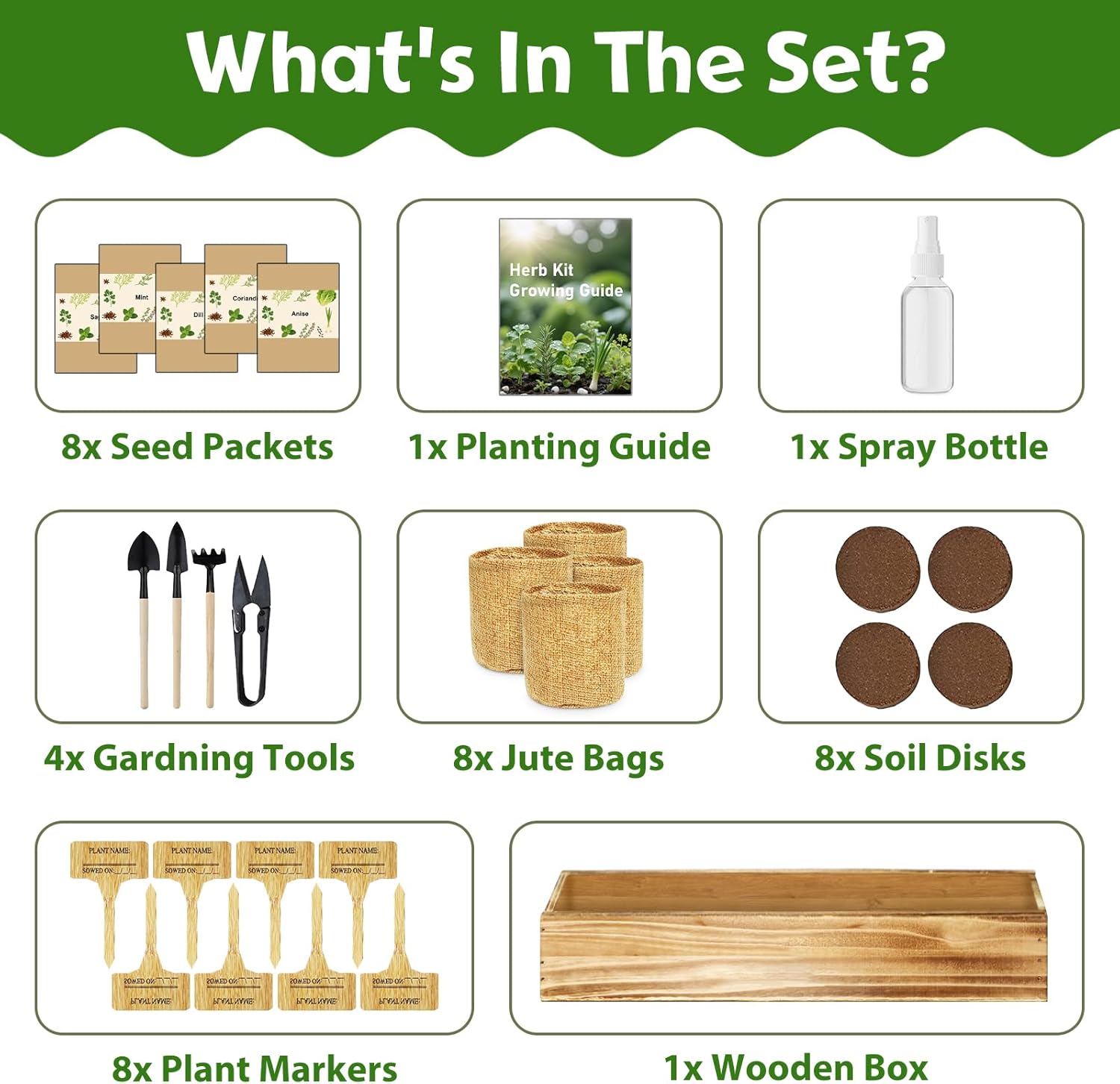 8 Herb Indoor Garden Kit for Beginners, Complete Windowsill Growing Gifts Set with Tools, Mother's Day Gifts for Mom,Unique Christmas Birthday Gifts for Women Men Girls Kitchen Housewarming