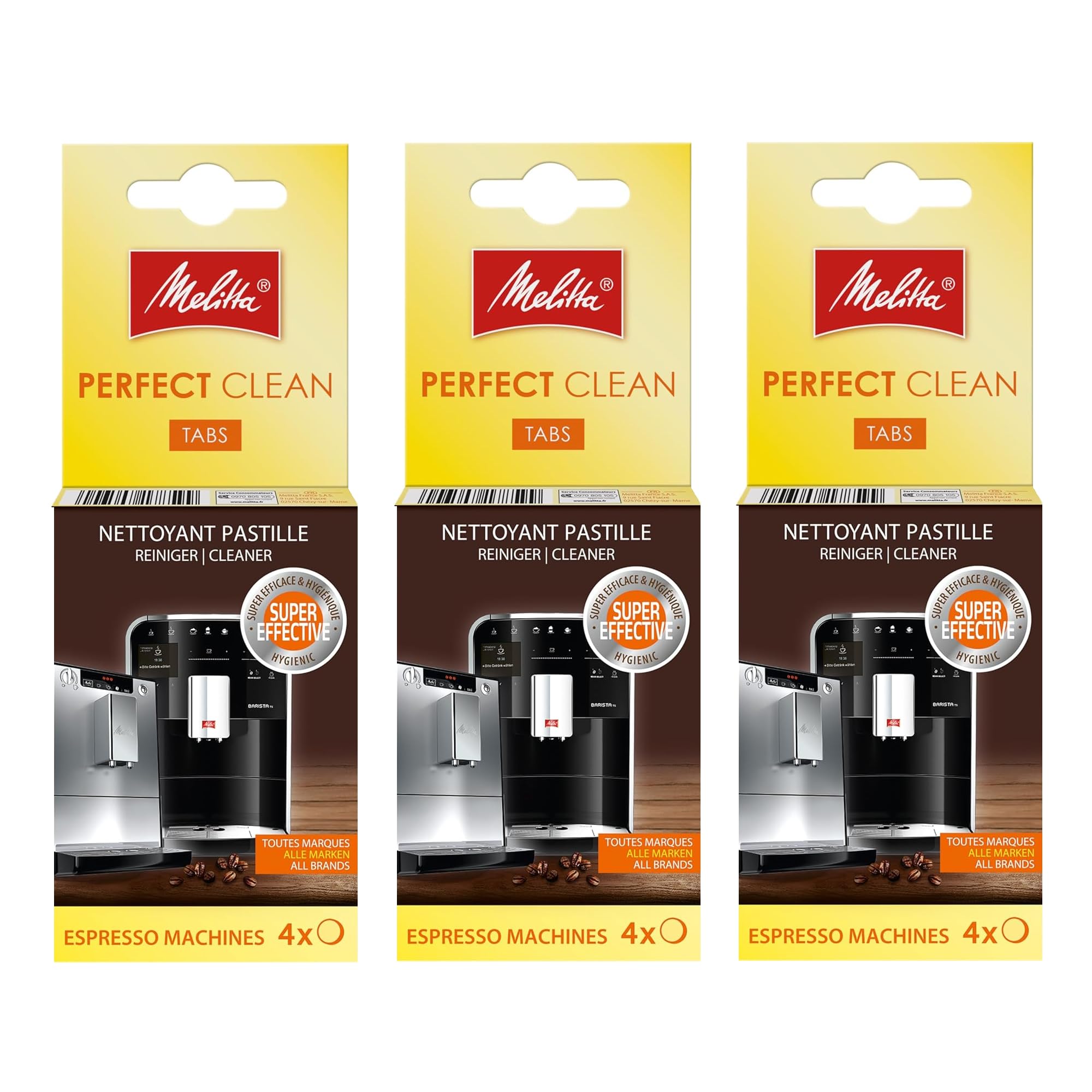 Melitta Perfect Clean Reinigungstabletten 3er Pack (12 Tabletten) – Reinigungstabs für Kaffeevollautomaten, Kaffeemaschinen & Espressomaschinen – Effektive Entfernung von Kaffeefett & Rückständen