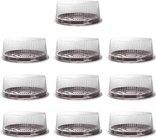 STOBAZA 10PCS 8 Inch Cake Container with Clear Lid Plastic Cake Carrier Cake Holder for Transport, Storing, Displaying Cakes