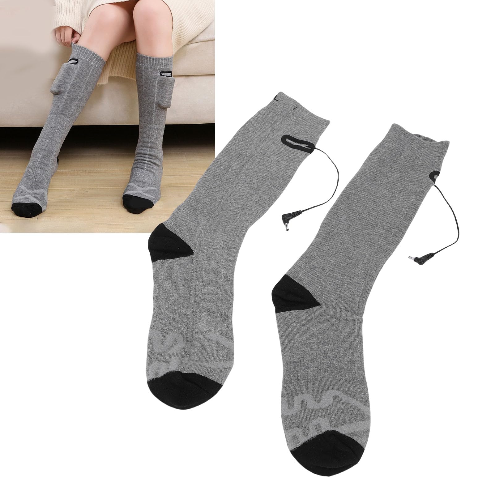 Calcetines Calefactables para Hombres y Mujeres, Calcetines Eléctricos con 3 Ajustes de Temperatura, Funciona con Pilas para Esquiar y Caminar Al Aire