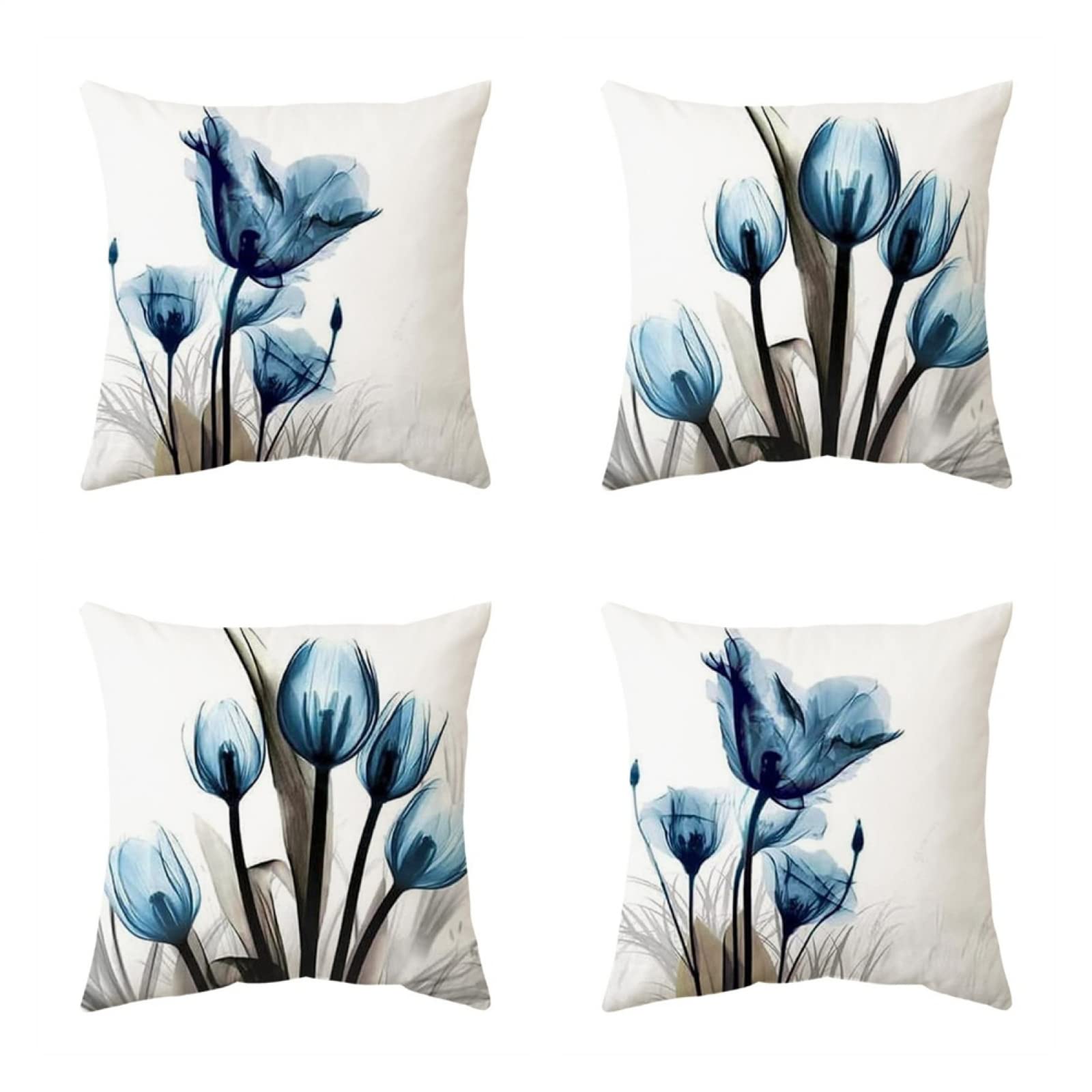 4 Federe Impermeabili Per Cuscini Da Giardino 60x60x10 Cm - Blu, Con Cerniera | Per Esterni, Patio, Divano - Foto 3