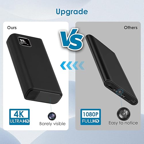 Miniatura 3 de IZNVEE Detector de cámara de banco de energía 4K con 10 luces infrarrojas ocultas de alto rendimiento integradas y 10,000 mAh, cámara de seguridad