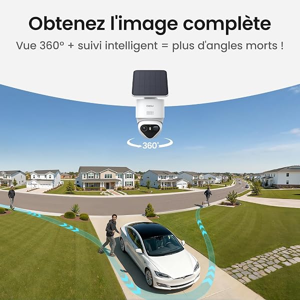 aosu 4K Caméra Surveillance WiFi Extérieure sans Fil,8MP Camera Exterieur Solaire,Vision Nocturne TrueColor,Triple Détection (PIR+Radar+IA),Suivi Automatique à 360°,Alarme Sonore et Lumineuse - 3