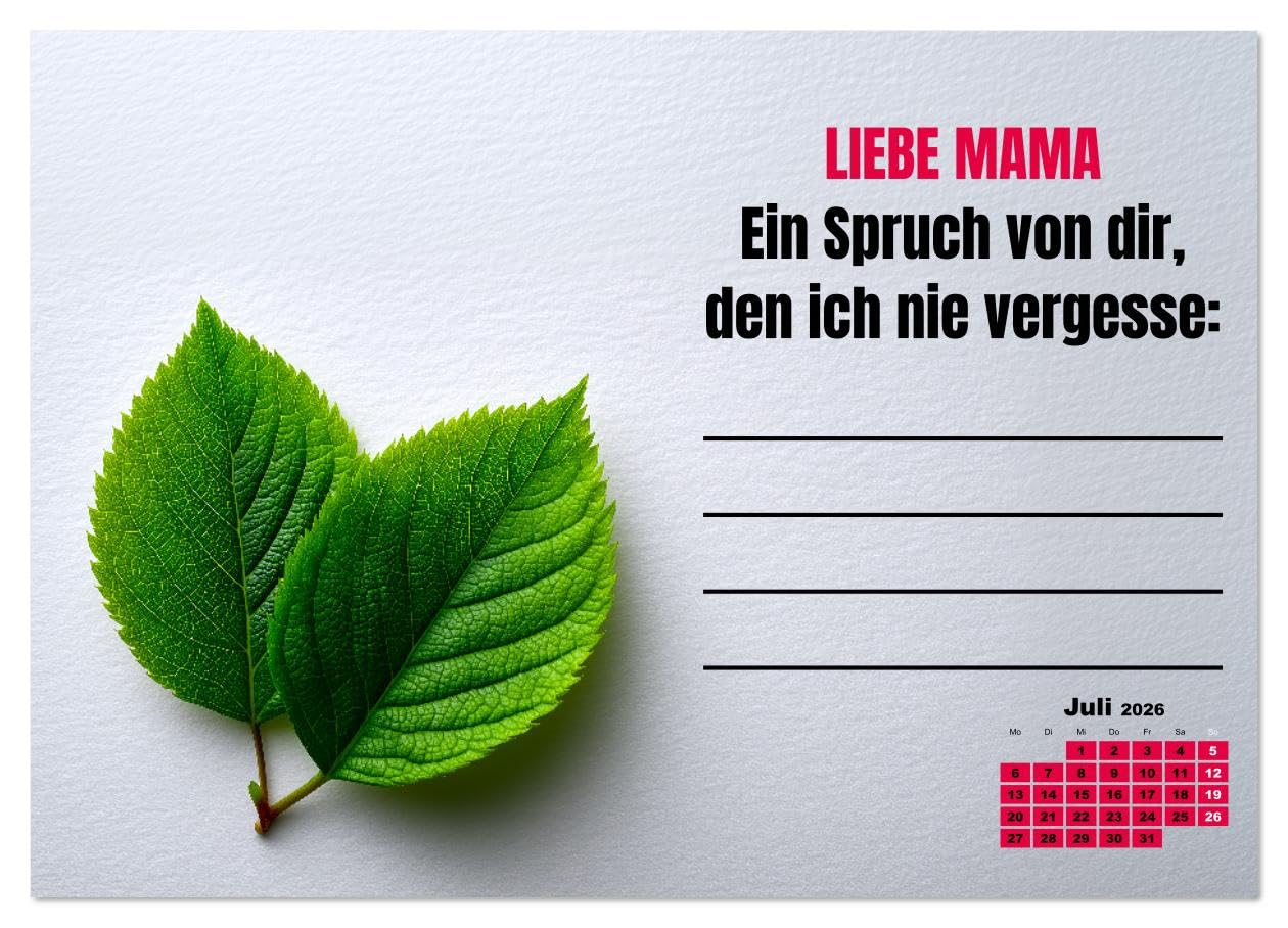 Kalender für Mamas - Was ich dir sagen will (hochwertiger Premium Wandkalender 2026 DIN A2 quer), Kunstdruck in Hochglanz: Kalender für Mamas zum ... Kalender für Mütter. (CALVENDO Menschen)