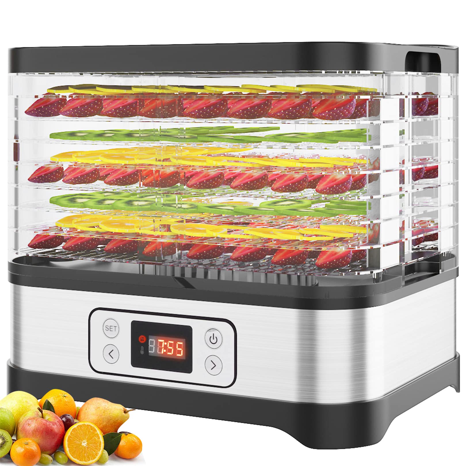 Deshidratador con pantalla LCD, 8 niveles, temperatura y temporizador 72H, sin BPA, sin BPA
