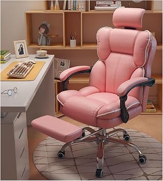 Ergonomic Office Chair Heated Executive Desk with 7 Point Swivel Task Footrest and Lumbar Pillow Ideal for Home Comfort Pink+a Sponge Plus Latex