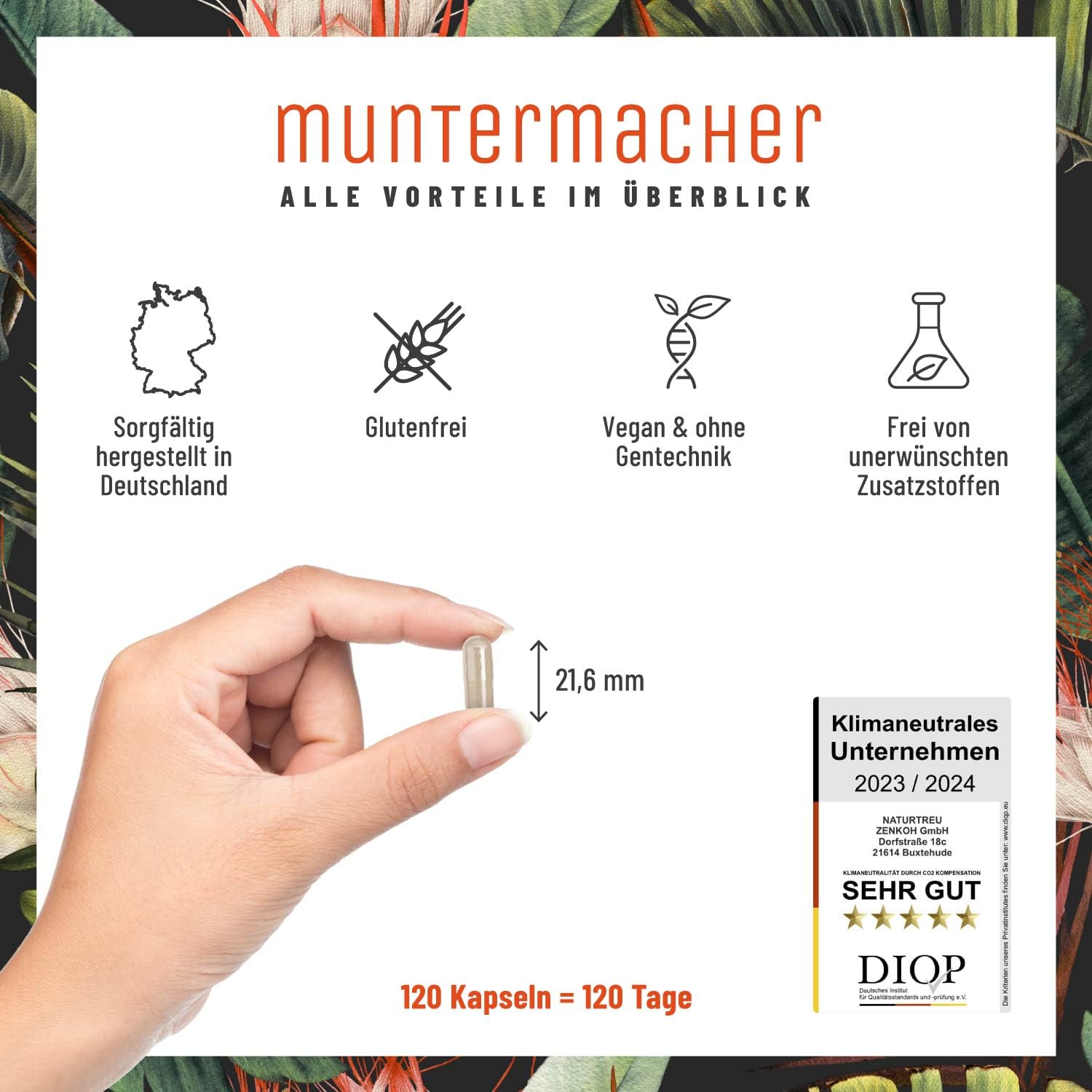 Guarana Kapseln mit Mate, Grüner Tee, Grüner Kaffee, L-Tyrosin & B-Vitaminen - Über 100mg Koffein - Koffeintabletten vegan & natürlich - Muntermacher 120 Koffein Kapseln hochdosiert