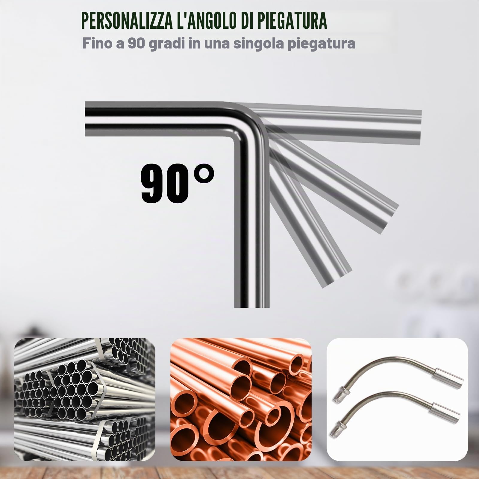 VEVOR Kit Piegatubi per Curvatura Angolazione di Piegatura 90° con 7 Matrici 1/4 a 7/8 pollici Sostituibili Fornito in Valigetta Portatile, Curvatubi a Cricchetto Pieghevole Bidirezionale a 90° 4,86kg