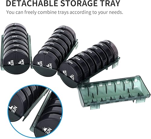 Miniatura 4 de Pastillero mensual XL 2 veces al día, AMPM Pastillero de un mes 28 días, pastillero diario grande de 4 semanas para píldoras, suplementos de aceite