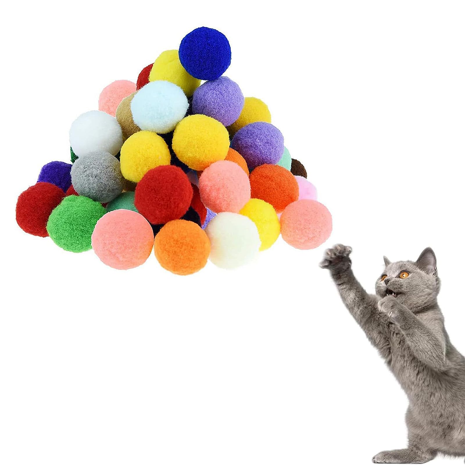 6 Palline Giocattolo Per Gatti Con Sonaglio - Palle Di Peluche 5cm Colorate | Gioco Interattivo Per Gattini - Foto 2