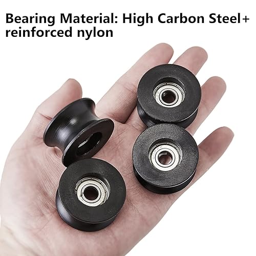 Miniatura 6 de 4 poleas de ranura tipo U, rodamiento de rodamiento de polea, rueda de ranura en U para puertas, ventanas, equipo mecánico de conducción, 0.315 x