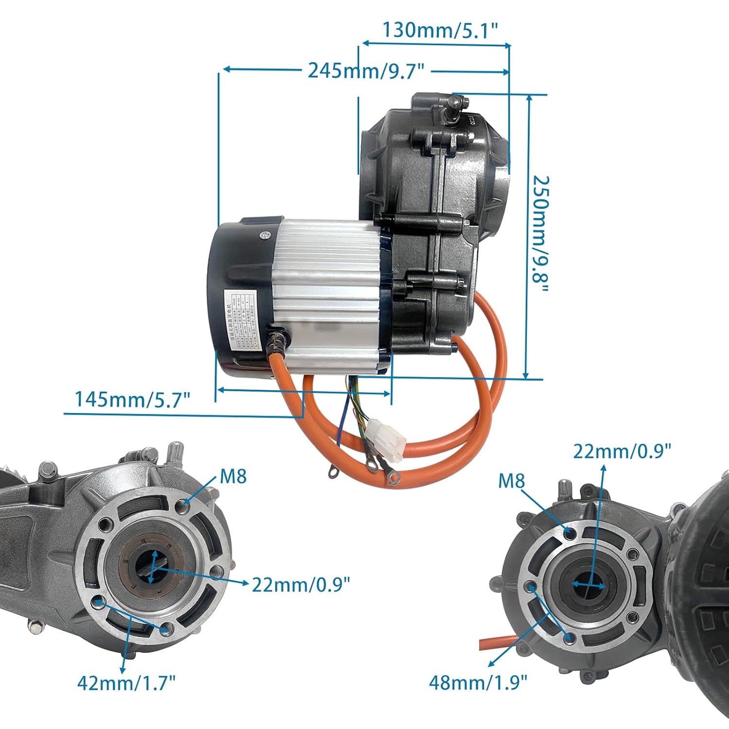48V 1000W Brushless Differential Motor with Gearbox 16T Spline Kit for Go Kart, ATV, Drift Trike, Golf Cart & Quad Buggy,Snowmobile DIY